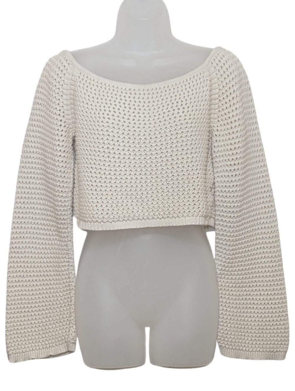 American Eagle Outfitters | Cream Open Knit Pullover | Bell sleeves | Crochet